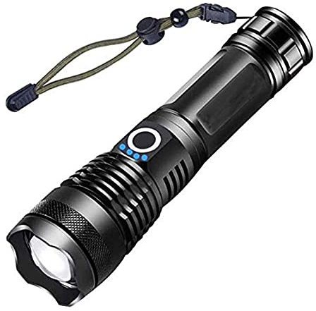 Torcia elettrica a LED ricaricabile LUMINS ALTA, Torchi ad alto lumen, torcia elettrica a LED super luminosa con batterie e USB, zoomable, 5 modalità, torcia elettrica impermeabile for emergenze