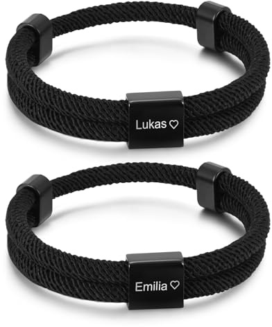 XUANPAI Partner Armbänder mit Gravur Personalisierte Geschenke – Jahrestag Geschenk für Sie Ihn Partnerarmbänder mit Namen Buchstabe Verstellbarer Personalisiert Armbänder für Paare Geburtstag