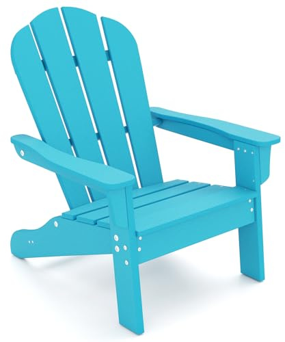 COSTWAY Adirondack Stuhl Kinder, Adirondack Chair wetterfest aus HDPE, Gartenstuhl mit ergonomischer Rückenlehne & Armlehnen, Outdoor-Stuhl für Jungen & Mädchen von 3–8 Jahren (Türkis)