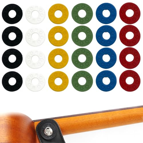 24 Stück Gitarre Zubehör Gitarrengurtschlösser Gitarrenschutz Rutschfeste Silikongummi-Gitarrengurtschlösser Gitarrengurthalter Gitarrengurt Blöcke Gitarrenzubehör für Gitarre E-Gitarre Bass Ukulele