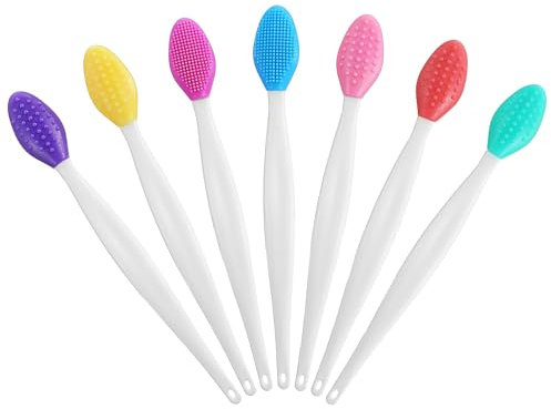 Guduling 7 Pcs Pore Brush,Double-Sided Pore Scrubber,Silicone Pores Cleaning Brush,for Cleansing Dull Lips and Nose,Leaving Lips Smooth and Soft,Exfoliating Brushes for Nose