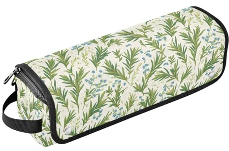 Deep Green Branches Hair Tool Travel Bag for Women with Iron Mat Waterproof Portable Open Flat Travel Bag for Flat Irons, Straighteners, Curling Irons Travel Bag for Hair Tools