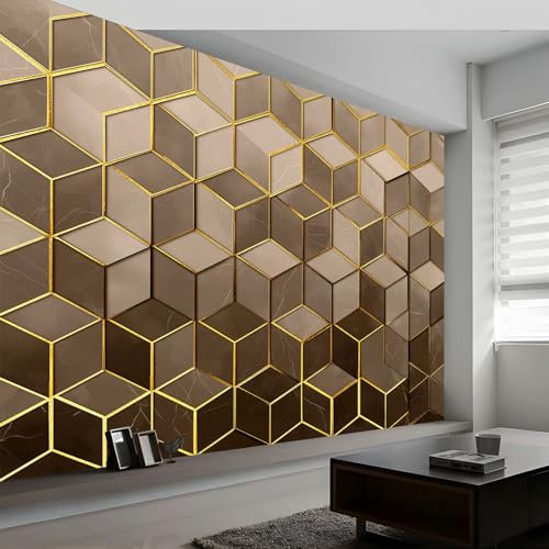 Generico Murales da Parete Premium 3D Metallo Di Lusso Arte da Parete Straordinaria, Marmo Esagono Carta da Parati Fotografica di Alta Qualità per Soggiorno e Camere da Letto 500 x 280 cm