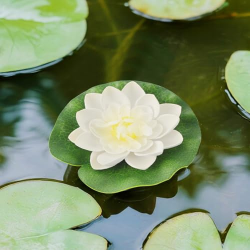 ACAREY Décoration de bassin flottante - Mini étang - Fleurs de lotus flottantes - Nénuphars artificielles - Pour étang de terrasse, jardin, balcon, étang (13-1)