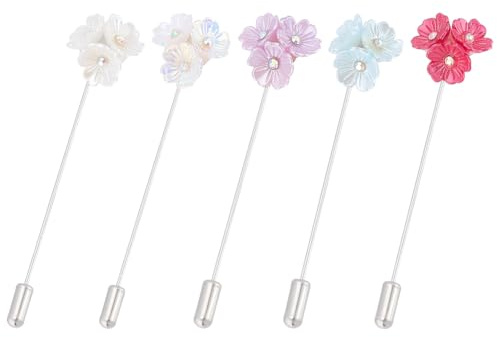 PH PandaHall 5 pines de solapa de flores de 5 colores, broche de resina floral vintage para mujer, decoración de bodas, fiestas, Navidad, 7,9 cm