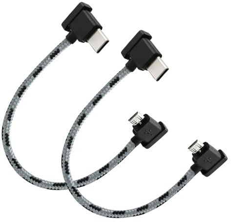 2 Pièces Câble USB C vers Micro USB, Câble Télécommande USB C vers Micro USB 15 cm, Câble de Données à Angle Droit, pour Télécommande DJI Mini SE/Mavic Mini/Air, Transfert Données Appareils Mobiles