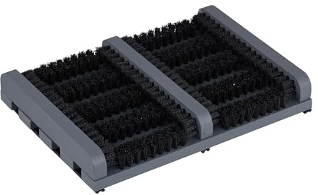 Relaxdays Rascador de Zapatos, Base Antideslizante, Madera, Exterior, Cepillo para Calzado, Gris/Negro, Plástico, 5.5 x 36 x 26 cm