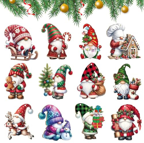 Weihnachtsanhänger, 24 Weihnachtswichtel Anhänger Christbaumschmuck, Mini Wichtelmännchen Tannenbaum Deko Geschenk, Christbaumschmuck Für Festivals Partys Innen und Außenfenster