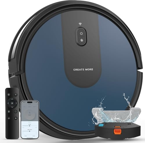 eitton Robot Vacuum Cleaner with Mop, 3-in-1 Robotic Vacuums, 5000Pa Strong Suction, Auto Recharging,Long Running Time, Timing Function, App/WiFi/Voice/Remote for Hard Floor and Pet Hair