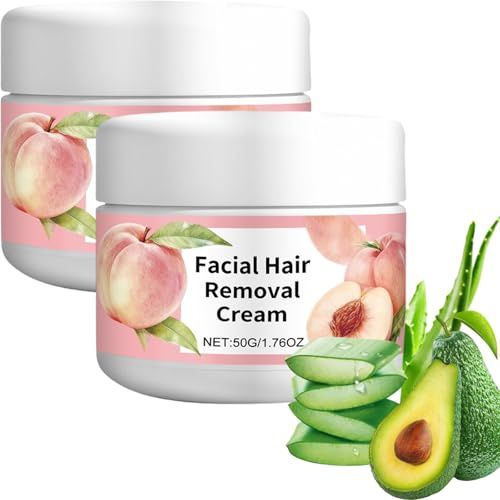 Aloe Vera Facial Hair Removal Cream for Women Men, sanfte Enthaarungscreme für Gesicht, Oberlippe und Kinn, Vitamin E nährt glatte Haut, geeignet für alle Hauttypen (2 Stück)