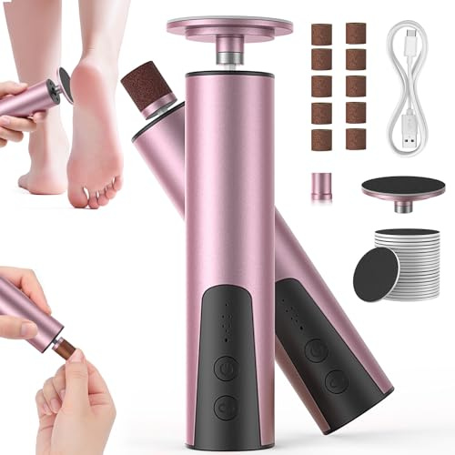 Râpe électrique rechargeable pour callosités - 6 niveaux réglables avec limes à pieds interchangeables - Kit de pédicure pour talons fissurés, callosités et peaux dures - 2 en 1
