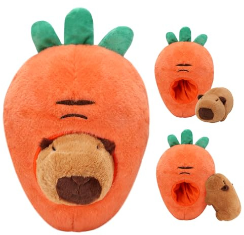 GTNCE Teddy Capybara Plush Stuffed Animal Cute Capybara Gifts for Girls Boys Kids (carrot)