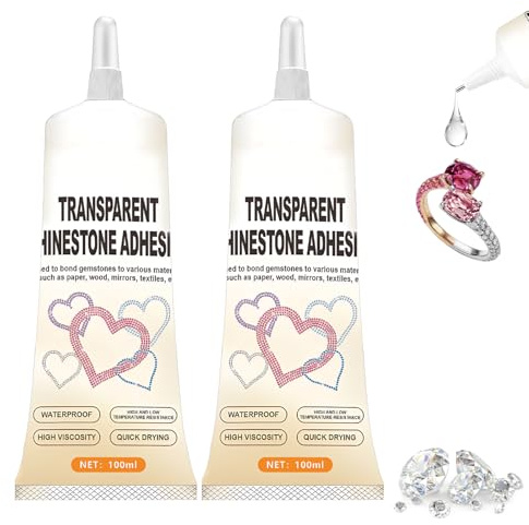 Colla per gioielli, extra forte, trasparente, 2 bottiglie da 120 ml, di alta qualità, per fissaggio con pietre preziose e strass