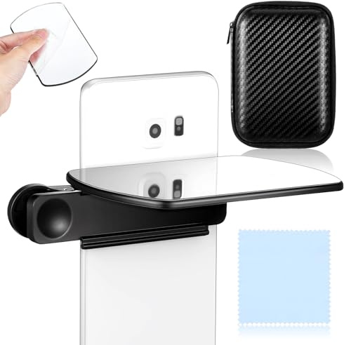 Lurrose Clip per Telefono con Specchietto Retrovisore Regolabile per Selfie e Riflessione, Accessorio per Fotocamera Smartphone, Kit Sicurezza Abitacolo Auto e Carrozzina