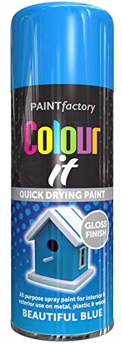 Paint Factory Colour It Quick Drying Spray Paint 400ml Beautiful Blue Gloss Finish