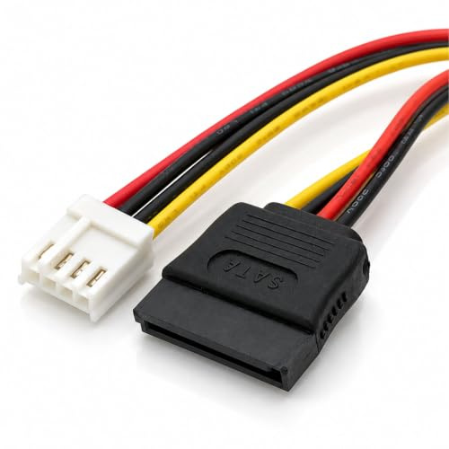 Aukson F54 Stromkabel Adapter 18cm – 4-Pin Floppy Strombuchse auf 15-Pin SATA Buchse, Stromadapter für Computer