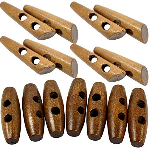 60 Stück natürliche Hornform 2 Löcher Scrapbooking Nähen Knebelknöpfe Holzknöpfe Braun Olivenschnalle Bastelzubehör