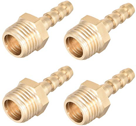 sourcing map Messing-Anschluss, metrisch, M14-1,5, Stecker auf Widerhaken, passend für Schlauch-ID 6 mm, 4 Stück