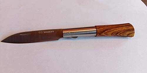 NTT Couteau en Acier Inoxydable avec Poignée en Bois de Cocobolo, Taille 8,3 cm, Verrouillage, Réutilisable, Classique, Adults, Bushcraft, Chasse, Lavage à la Main, Unisex