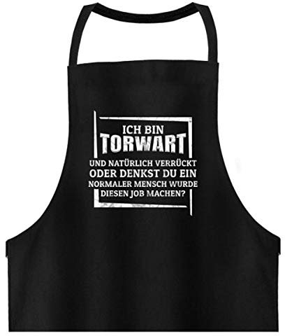 Galeriemode Torwart und verrückt Fußball Handball - Hochwertige Grillschürze -Einheitsgröße-Schwarz