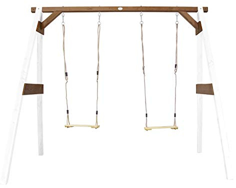AXI Portique en Bois FSC Blanc/Marron avec 2 Balançoires Enfant | Balançoire pour l’extérieur/Le Jardin 2 agrès
