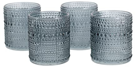 Creativery Teelichtgläser 7x8 cm 4 Stück Teelichthalter Glas Farbauswahl: Silber/grau 077