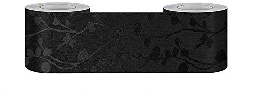 Tapetenbordüre selbstklebend zum Aufkleben für Wohnzimmer Küche Badezimmer Abnehmbare Wasserdicht Bodenleiste PVC Dekorative Bordüre Schwarze Rebe 20cm X 500cm