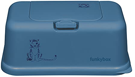 Boîte de rangement pour lingettes humides, beau design et fonction parfaite, unisexe, fraîcheur longue durée et utilisation facile (grand, bleu – tigre)