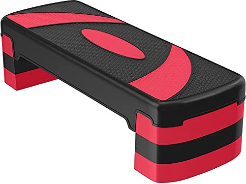 raxter, Exercise Stepper, Fitness Aerobic Stepper with a Resistance Band for Home & Gym,Cardio, Weights, Yoga, Workout, Perfect Equipment Accessory Set for Fitness Routine (blue) (Red)