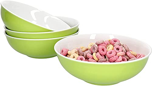 Ritzenhoff & Breker 4er Geschirrset Schale Doppio in Grün aus Porzellan mit 18 cm Ø und 6 cm Höhe I Bunte Schälchen für Diverse Snacks und Antipasti I Spülmaschinenfest