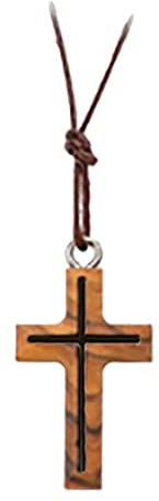 Fritz Cox Olivenholzkreuz am Band | christliches Geschenk | tolle Geschenkidee zur Kommunion & Konfirmation | handgefertigt | in Geschenkverpackung | ca. 3,5x2cm