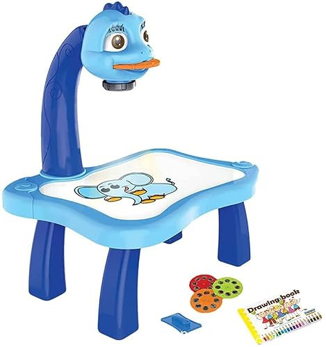 elemhome Drawing Projector Table for Kids Trace and Draw Projector Toy with Light & Music Drawing Board Projector Table Led Projector Educational Drawing Playset Smart Projector Sketcher Desk (A)