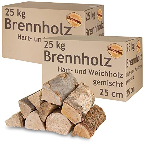 Legna da ardere Misto 5-500 kg Faggio Quercia Betulla Pino Abete Legna per stufe e caminetti Braciere Griglia 25 cm Camera asciugata flameup, Peso:50 kg