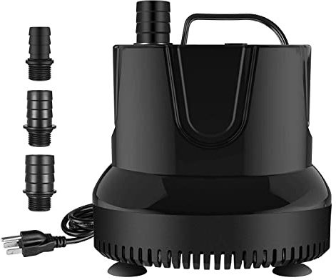 YSSOA 800GPH Submersible Water Pump (3000L/H, 60W) with Bottom Suction, 9.8ft High Lift, 3 Nozzles - Ideal for Fish Tank, Pond, Aquarium, Hydroponics