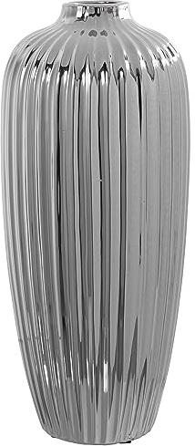 Tischvase aus Keramik in Silber, 18 x 45 cm