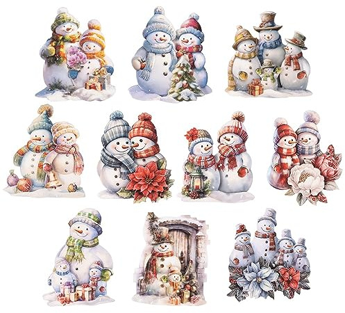 Ideen mit Herz 3-D Motive, ausgestanzt, ca. 7-10 cm, 10 Stück im Beutel | Bilder zum Basteln & Dekorieren | Grußkarten selber machen | Bildmotive für Scrapbooking & DIY-Deko (Schneemann Familie)