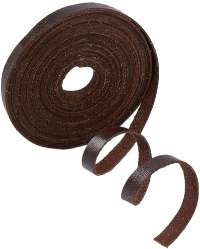 GORGECRAFT 5m Lederbandstreifen 8mm Breit Flaches Lederband Echtlederschnur Natürliches Rindsleder Flechtfäden Seil Für Armbänder Halsketten Schmuckherstellung Heimwerkerhandwerk Kaffee