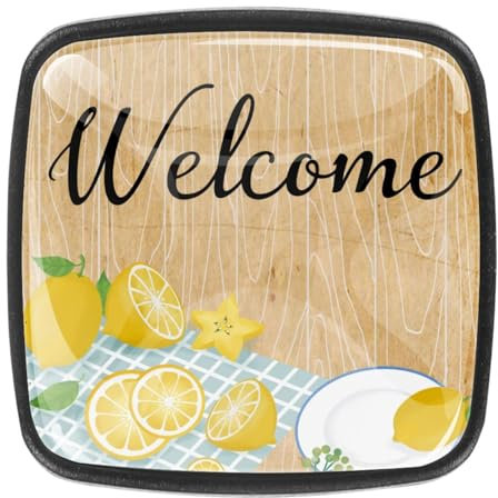 suojapuku Pomello quadrato per mobile, confezione da 4,benvenuto limone,Ferramenta per armadietti da cucina per maniglie per cassettiere e cassettiere