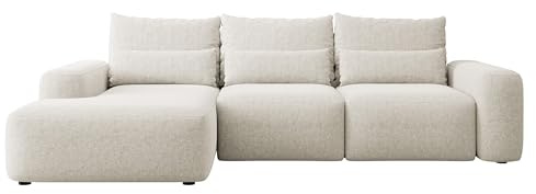 Selsey Sofa Ecksofa Eckcouch Schlafsofa Couch Mit Stauraum Schlaffunktion Pflegeleicht Mit Kissen Lendenkissen L Form Freistehend Links Chenille Creme Carnos