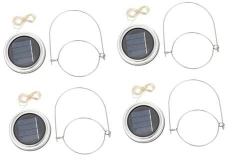 BESTonZON 4 Sets Solar String Lights Warm White Jar Light Lids for Garden for Bedroom and Outdoor