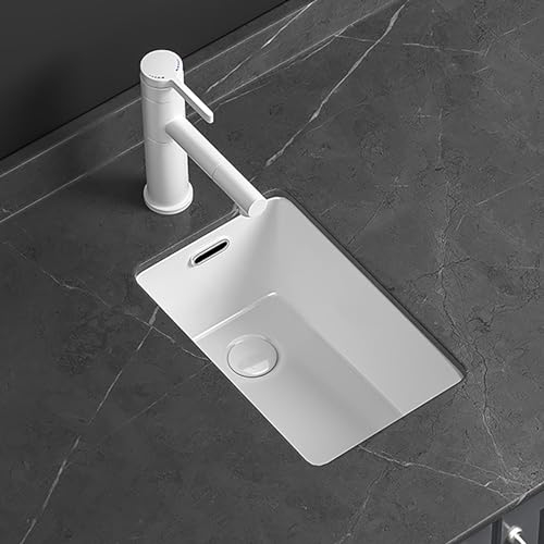 ZDMZR Rechteckiges Porzellan-Keramik-Unterbau-Waschbecken, Unterbau-Waschschale, Waschbecken, Waschbecken, Rechteckiges Unterbau-Waschbecken mit Überlauf und Wasserhahn (Size : 24x37cm)