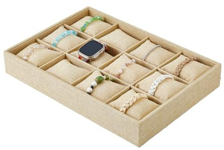 DICOSMETIC 12 Fente Bracelet Oreiller Plateau en Bois Bracelet Présentoir Bracelet Organisateur Plateau Montre Plateau de Rangement pour Vendre la Décoration Intérieure 9.53X13.66X2.01