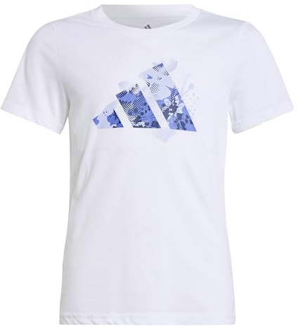 Adidas Niñas Flower Print Training Graphic Tshirt, White, 13-14 Years