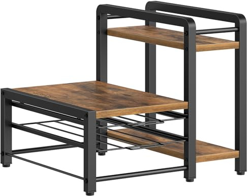 YATINEY Estantería para Cápsulas de Café, Estantería para Tazas con 2 Estantes Deslizables, Soporte para Cafetera, Capacidad para 56 Tazas, Marrón Vintage y Negro XKH01BR