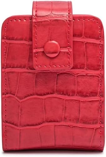Elegante estuche de piel roja para pintalabios con espejo, elegante soporte para pintalabios y bolsa de cosméticos para pintalabios, esmaltes de labios, polvos, Red, moda