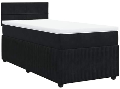 vidaXL Boxspringbett mit Matratze Schwarz 100x200 cm Samt