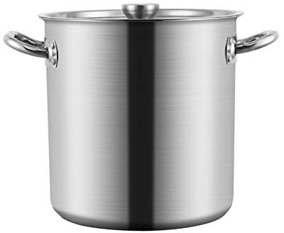 Olla grande de acero inoxidable con tapa, 31 x 32 cm, ideal para preparar cerveza y cocinar en casa