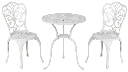 Caféset Utomhus Trädgård Metall Bistro Set Bord och Stolar Off-White Triora/Dascio