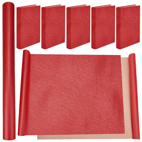 craspire 43 x 16.5 Zoll Buchtuch Zum Buchbinden Rotes PU Leder Glatte Oberfläche Vlies Basisabdeckung A3 A8 Buchumschlag Notizbuchschutz Für Alben Scrapbooking DIY Buchtuch Buchbinden