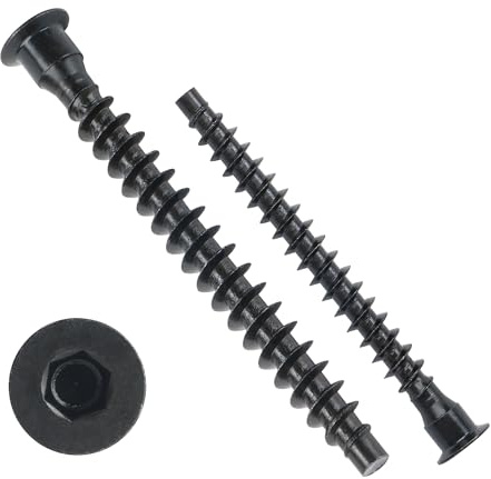 M7 x 50mm Confirmat Screws Black 20 PCs, Hex Socket Drive Countersunk Furniture Connecting Self-Tapping Screw Set Carbon Steel Zinc Plated